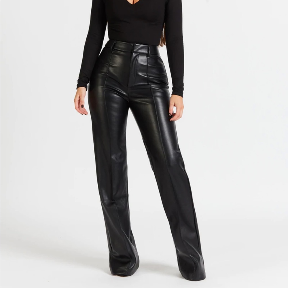 BOA VEGAN LEATHER WIDE LEG TROUSERS